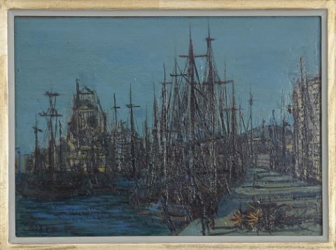 Jean Carzou (1907-2000) Voiliers à quai