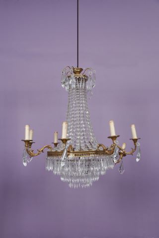 Grand lustre montgolfière à 8 bras de lumière
