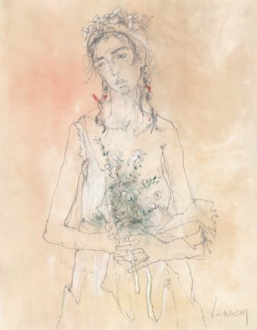 Femme au bouquet de fleurs