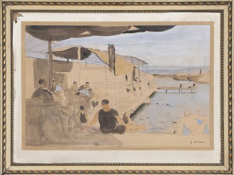 Baignade sur le port