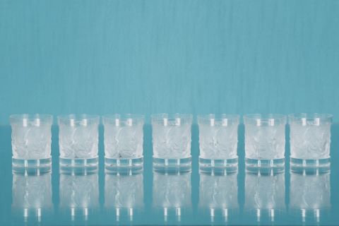 Service de 7 verres à whisky ou gobelets, modèle Hirondelle