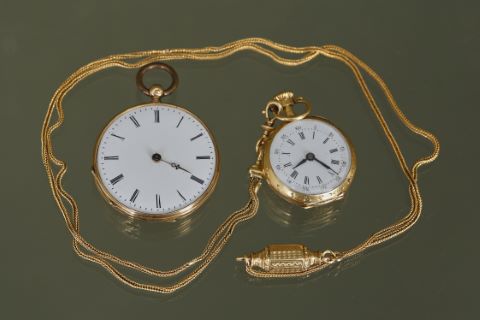 Montre de col et sa chaîne + montre de poche