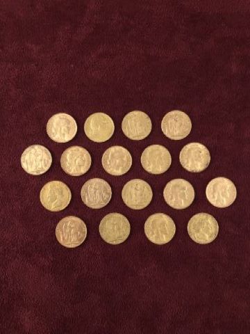 18 pièces de 20 francs dites Napoléon