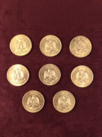 8 pièces de 50 pesos