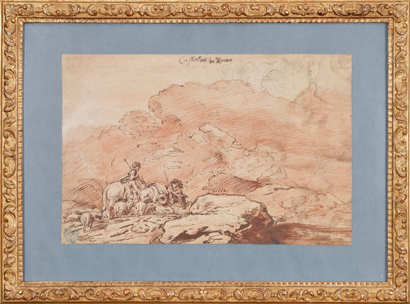 Bergers dans un paysage rocheux