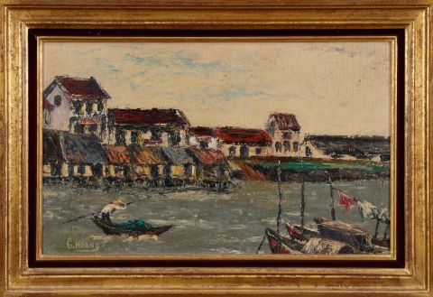 G Hoang, école du Vietnam du XXe siècle Pêcheur...