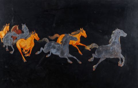 Thanh Lap (XXe siècle) Huit chevaux au galop