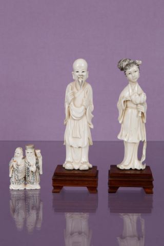 Couple de dignitaire et netsuke