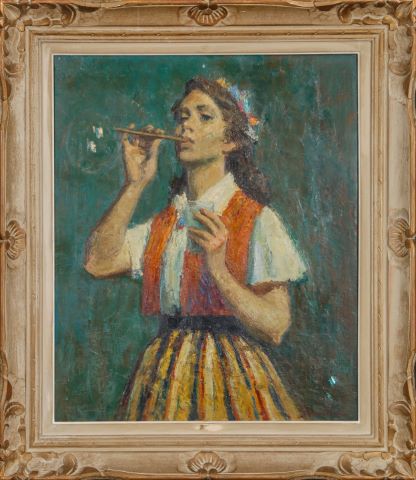 Pio Santini (1908-1986) La Gitane à la bulle...