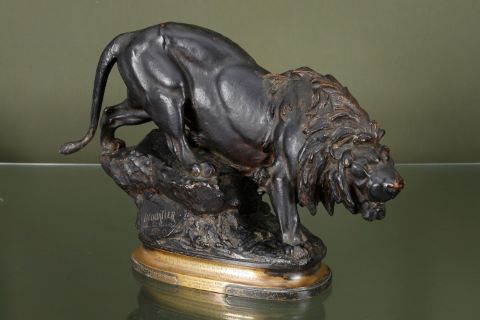 Prosper Lecourtier (1855-1924) Lion rugissant...