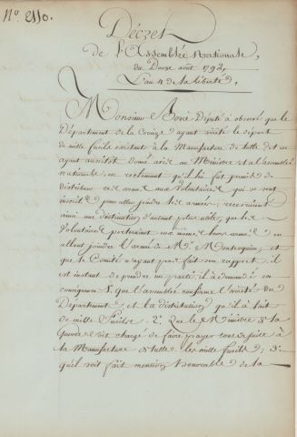 Décret de l’Assemblée Nationale du 12 août 1792