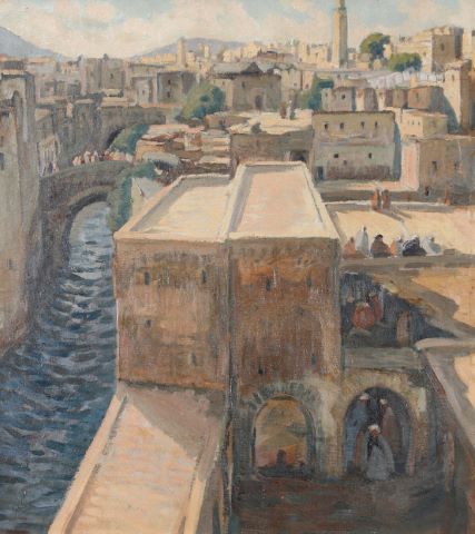 Vue présumée de Tripoli avec la rivière Qadisha (ou Abou…