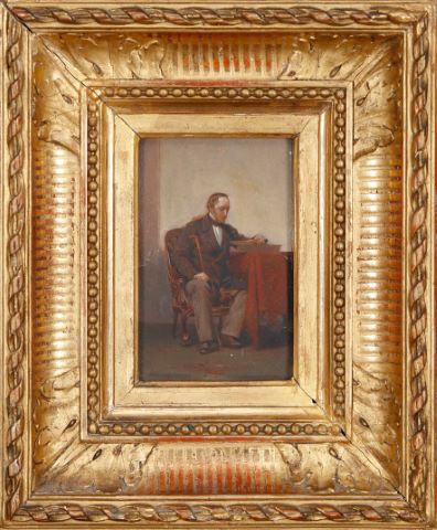 Tableautin figurant un portrait d’homme assis à la lecture (Comte…