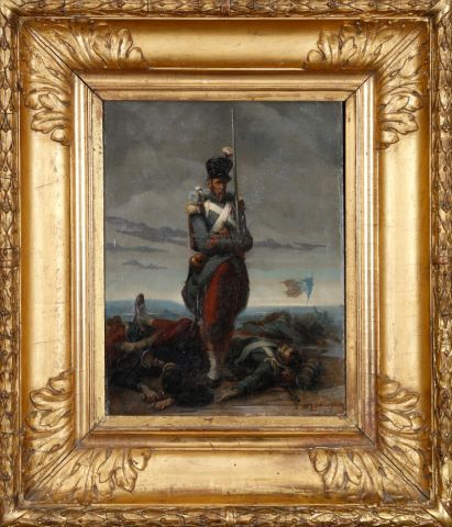 Portrait de voltigeur arborant sa médaille de chevalier de la…