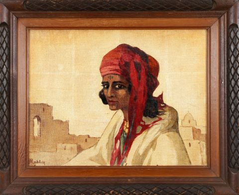 Femme orientale au turban rouge