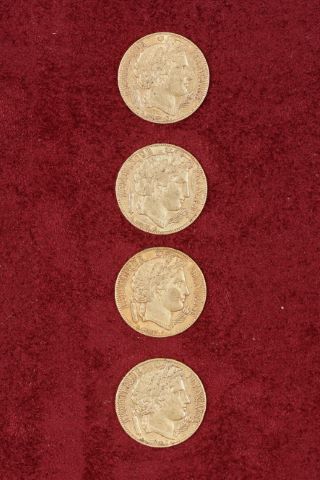 4 pièces de 20 francs Cérès