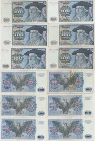 12 billets de 100 Deutsche Mark type Münster