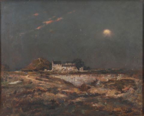 René Billotte (1846-1915) Paysage animé au clair...