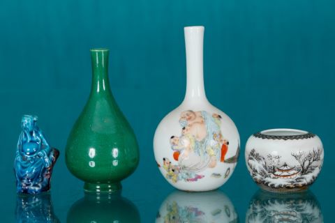 3 vases et 1 figurine