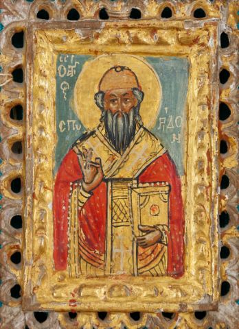 Icône double face représentant saint Spyridon, évêque de Trimythonte (Chypre)