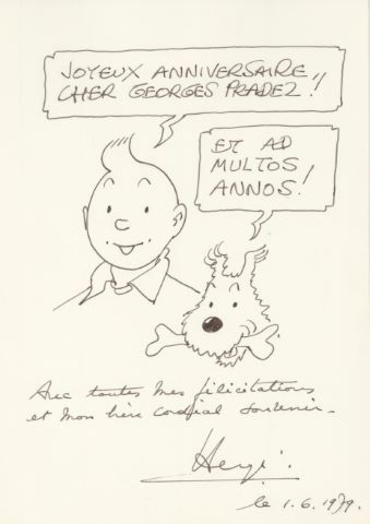 Portrait de Tintin et Milou rendant un hommage à Georges…