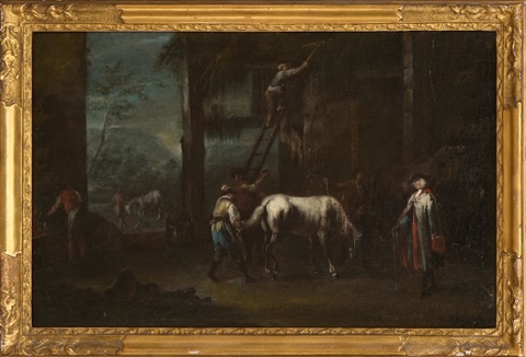 Suite de 4 tableaux scènes de taverne et scènes halte…
