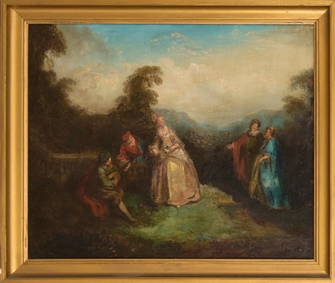 Scène galante dans un parc